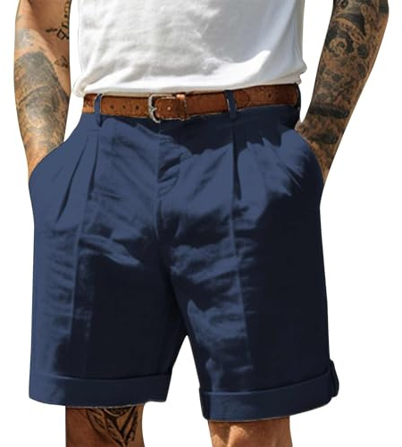uxxnjfg Pantaloncini Lino Uomo Sportivi Pantaloni Corti da Lavoro Estivi Palestra Running Pantaloni Corti con Tasche Laterali Tuta Trekking Short