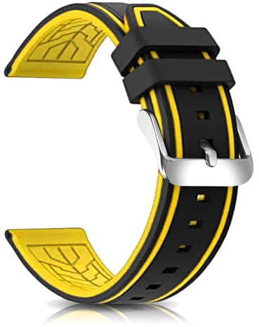SZYXMY Silikon Armband 20/22/24/26 mm Wasserdicht & Schweißresistent Taucherarmband Zweifarben-Design Uhrenarmband mit Edelstahl-Schließe Ersatzarmband für Damen und Herren