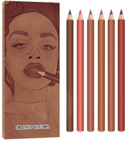 GkgWuxf Juego De Lapices Labiales Mate - Kit De Maquillaje De Delineador De Labios Impermeable De 6 Piezas - Perfilador Labial De Pigmentación Para Mujer Novia Hija