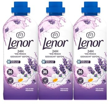 4tlg. STUDIO.MUNET kompatibel mit 3x756ml Lenor Weichspüler Tag in der Provence 24H Lavendel-Duft 108WL + XS-Bag