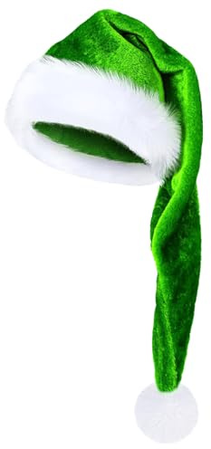 Qiwieod Gorros de Santa para Adultos 74.9 cm Largo,Gorros Navideños de Terciopelo Suave para Adultos - Accesorio Unisex Para Fiestas De Invierno Fotos Carnival Celebración Festival Año Nuevo