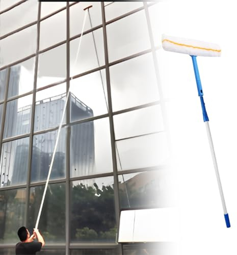 QHZYMX Lavavetri Tergivetri Puliscivetri L 12 10 9 8 7 6 5 M Kit La Pulizia Vetri Finestre, Attrezzatura Lavaggio Professionale con Asta Giunzione Alte, Piccole Imprese 2 in 1(7m/23ft)