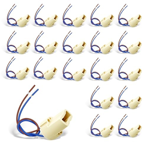 LteelDay Set med 20 G9-socklar i keramik med teflonkabel 15 cm | Förmonterad, kompatibel med LED- och halogenlampor.