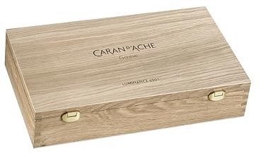 Caran d'Ache LUMINANCE 6901 Holzbox mit 100 Bleistiften, helle Eiche, Holzetui, Kunst, Skizzieren, Zeichnen, Färben, Mischen, lichtechte Buntstifte
