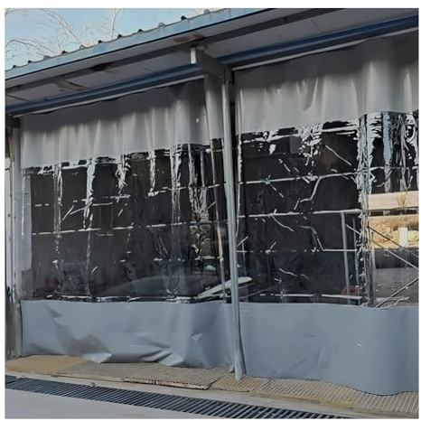 Cortinas Divisorias para Garajes, Cortinas Industriales De Vinilo con Panel De Lona Transparente, Resistentes A La Intemperie Puertas Domésticas para Áreas Trabajo, Personalizadas(3X2.8 M)
