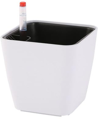 kesurpae Selbstbewässernder Blumentopf für den Innen und Außenbereich, moderner Wasserstandsanzeiger, stilvolle und leichte Dekoration für Esszimmer und Küche, Weiß, Höhe 13 cm