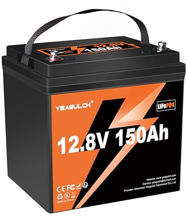 Yeagulch Batería de Litio LiFePO4 12V 150Ah MAX, BMS 100A, 1920Wh