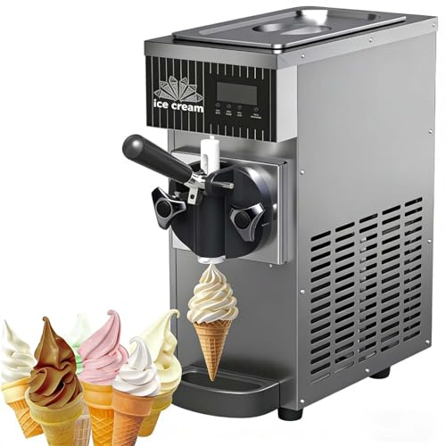 Macchina per gelato soft professionale, 450 W, monogusto, da banco, con serbatoio ingredienti da 2,5 litri, controllo LCD e autopulizia per ristoranti e snack bar