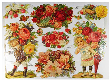 Glanzbilder EF 7185 Kinder Rose Blume Taube Posiebilder Scrapbook Deko GWI 618