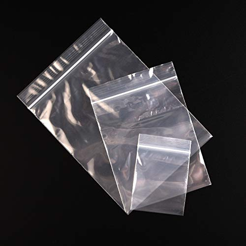 TUPARKA 3 tailles 300 pièces de sacs réutilisables en plastique transparent avec fermeture éclair, auto-refermables, étanches, sacs à fermeture adhésive pour la cuisine, les loisirs créatifs et le
