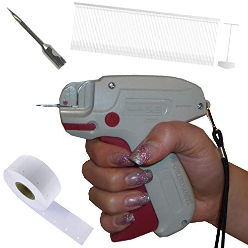 PB-Onlinehandel Etikettierpistole Banok 503X FEIN [Set 2] + 1.000 Micro-Heftfäden + 1.000 Kartonetiketten auf Rolle 30x40mm + 1 Ersatznadel Etikettiergerät Tag Gun