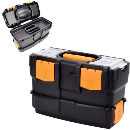 Werkzeugkoffer Leer 2in1 Werkzeugkiste Leer Kunststoff Werkzeugbox Stapelbar Toolbox Zweiteilig Werkzeugaufbewahrung Kiste Werkzeug Box Werkzeugkasten Maschinenkoffer