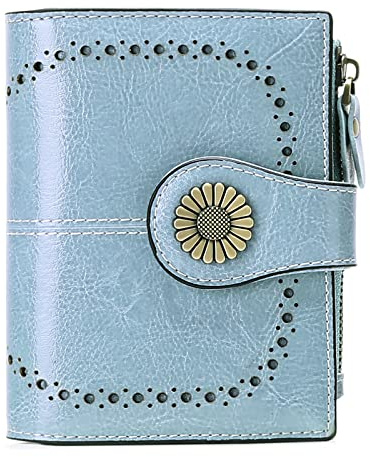 SENDEFN Portafoglio Donna in Pelle, Portamonete Donne Cuoio di Blocco RFID in Cuoio con 16 scomparti per carte di credito con 2 Finestra di Identificazione e 1 Tasca con Cerniera