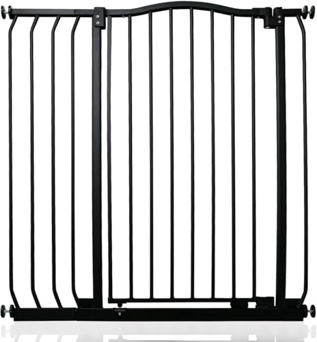 Bettacare Extra Tall Curved Top Hundgrind, 89cm - 98cm, Mattsvart, Extra Höjd 100cm, Tryckmontering Husdjursgrind för Hund och Valp, Husdjursbarriär för Hund, Enkel Installation