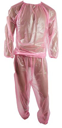 Haian PVC joggingdräkt bastu kostym (medium, transparent rosa)