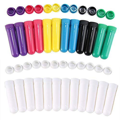 Haokaini 12 Stück ätherisches Öl Inhalator Röhren mit Baumwolldochten ätherisches Öl Aromatherapie nachfüllbar Naseninhalator Stick Naseninhalator Tube für Aromatische Therapie