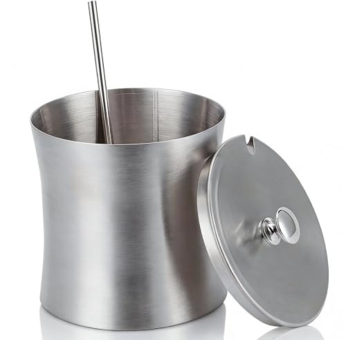 HERCHR Zuckerschüssel, Edelstahl Zuckerdose Mit Deckel, 375ml Behälter Für Zucker, Salzbehälter, Zuckerdose Mit Deckel Und Löffel, Zuckerdose Gewürzdose
