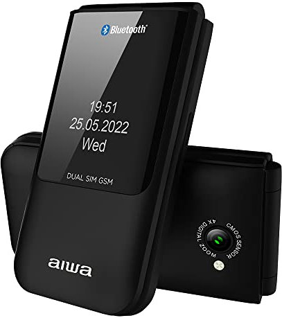 Aiwa FP-24BK Téléphone portable pour séniors avec grosses touches Bluetooth avec station de charge