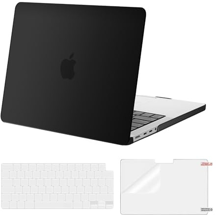 MOSISO Kompatibel mit MacBook Pro 14 Zoll Hülle M5 M4 M3 M2 M1 2026-2021 | Ultradünne, Seidige Haut Hartschale A3427 A3426 A3434 A3112 A3401 A3185&Tastaturschutz&Displayschutz, Schwarz