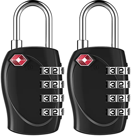 ZHEGE TSA Schloss mit Zahlencode, Kofferschloss Zahlenschloss 4 stellig für Koffer, Rucksack, Tasche, Zelt Schloss, Gepäckschloss, Reiseschloss, Vorhängeschloss Klein (Schwarz, 2 Stücke)