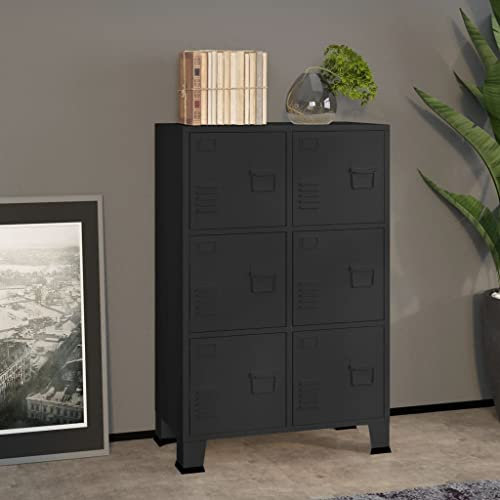 Vertikaler Kleiner Spind Aktenschrank Stahlschrank mit 6 Türen, Industriell Büroschrank Metallschrank Lagerschrank Universalschrank für Mitarbeiter, Zuhause, Büro, Schule, Kinder, 75x40x115 cm Stahl