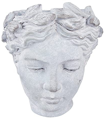 Clayre & Eef Blumentopf Kopf 17x21 cm Grau Stein