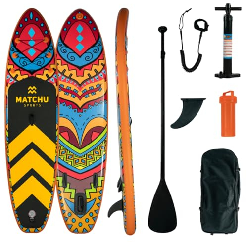MATCHU - Stand Up Paddling Board - Sup Board - Komplettset - Wiederaufladbar - Beinhaltet Rucksack, Handpumpe, Knöchelgurt, Paddel, Sitz und Reparaturset - 150 KG Belastbarkeit - für 2 Personen