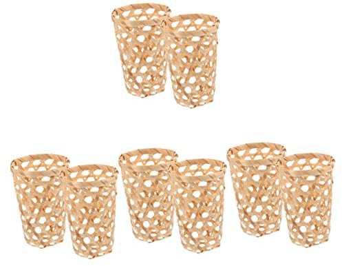 Abaodam 8pcs Woven Bamboo Basket for Bread Treats Household Sundries Storage Multi-function Fruit Basket for Daily Use Delicate Design