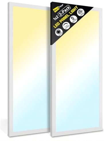 BeckTour 1x2 LED Flat Panel Light Surface Mount 2-Pack, Flush Mount Ceiling Light 24W 2880LM, 5CCT 3000K/3800K/4500K/5200K/6000K, Dimmable Panel Lights