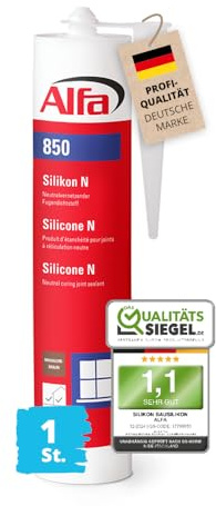 Alfa Silicone N marron – Salle de bain, toiture fenêtre – 1 pièce | Mastic scellant neutre pour joints de fenêtre, porte et vitrage, intérieur et extérieur, résistant UV et intempéries