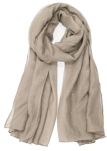Van Der Rich ® - Pailletten Schal Weiches Halstuch - Damen (10-Helltaupe)