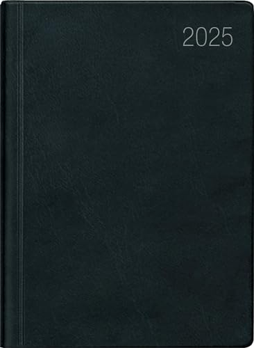 Zettler - Taschenkalender 2025 schwarz, 8,3x10,7cm, Taschenplaner mit 172 Seiten im flexiblen Kunststoffeinband, Tages- und Wochenzählung, Mondphasen, Wochenübersicht und internationales Kalendarium