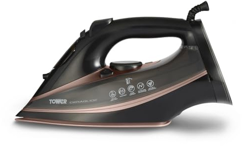 ower T22013 CeraGlide Dampf Bügeleisen mit Keramiksohle - 3100 W, Roségold und Schwarz