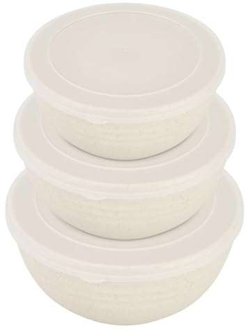 Set di 3 ciotole per insalata con coperchio: ciotola in plastica in 3 misure, riutilizzabili, in plastica, facile da pulire con coperchio ermetico, ciotola per cucina, cottura, lavabile in