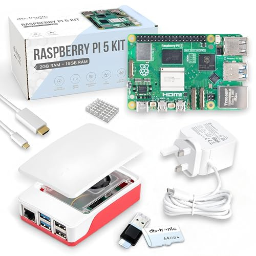 db-tronic Raspberry Pi 5 4GB Starter Set | 64GB Edition | Netzteil 27W | Gehäuse mit Lüfter | 4K Micro HDMI Kabel | Ideal für Smart Home, Retro Gaming & Home Assistant