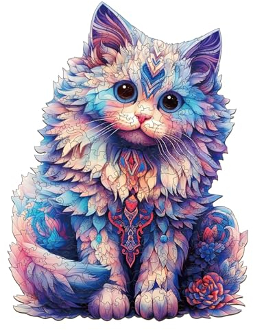 Holzpuzzle Erwachsene, 200 Teile Ragdoll Katze Puzzles, 25.6x34cm Wood Puzzle, Unregelmäßige Einzigartige Tierform Holzpuzzles für Erwachsen, Schön Geschenk für Familie und Freunde