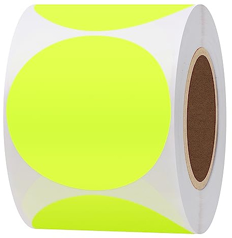 Hylabelest 51mm Runde leere Fluoreszierendes Gelb Paster Aufkleber Insgesamt 300 Punkte Target Selbstklebend pro Rolle