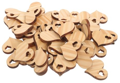 NUOBESTY 100stücke Holzscheiben Herzform Aus Holz Für Heimwerker Blank Für Bastelprojekte Und Dekoration Im Wohnzimmer Schlafzimmer Oder Büro