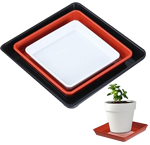 Pesoncarl Soucoupe carrée de Plantes 5, 10, 12 Pouces Soucoupes carrées de Plante carrée, soucoupes en Pot de Plantes 30 cm 3 pcs Plas