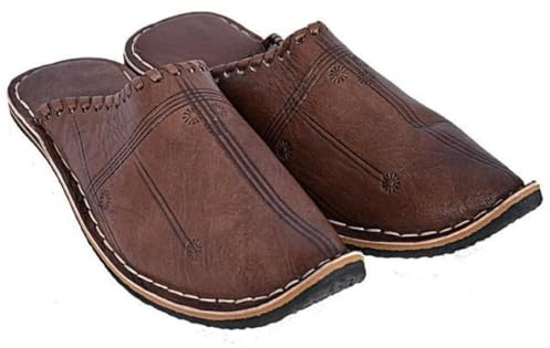 babouche mule berbere traditionnel - bout pointu - cuir naturel fabriqué au maroc Artisanal couleur Noir Marron Bleu
