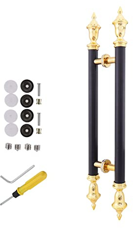 Heavy Duty Sliding Barn Door Handle Bar Replacement Decorative,Modern Pull and Flush Gate Handle Set for Shower Barndoor Furniture Cabinet Closet (Red Copper Long 80cm/31.5 inch) (Black Long 60cm/23