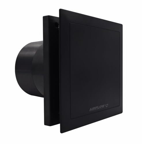 Airflow QT100 B Black Ventilatore Estrattore per Bagno – Ultra Silenzioso 25 dB(A), Efficienza Energetica 5W, IP45, Due Velocità 21/25 L/s, Ingegnerizzato in Germania, QuietMark, 3 Anni