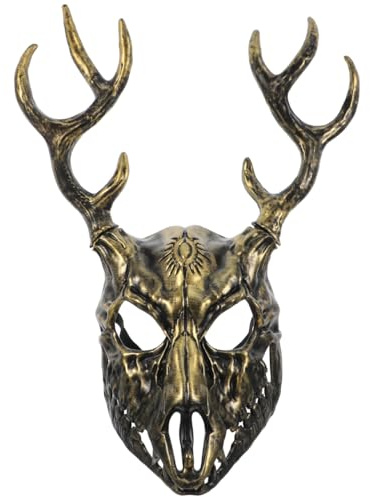 PRETYZOOM Deer Antler Mask Halloween Kostüm Maske Horned Mask Realistische Tiermaske für Cosplay und Maskerade Atmungsaktiv und Abnehmbar für Partys und Aufführungen