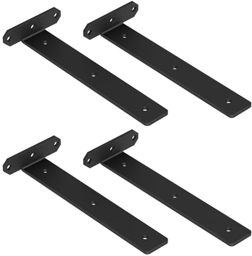 TESSTINA 4 Stücke Regalhalterung Regalträger 20 cm, Schwerlast Regalwinkel | für die Wandmontage, Stahlwinkel Metall 80 KG Tragkraft, Schwarz Unsichtbar Wandhalterung
