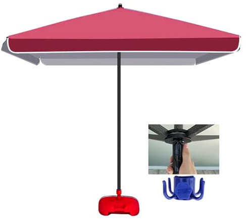 Parasol déporté pour table de marché extérieur, grand parasol déporté à bouton poussoir, parasol de table de marché, parasol d'extérieur, bordeaux, 2x2m(6.5x6.5ft)
