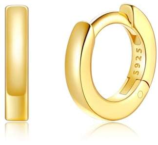 Silvora Kleine Creolen Echtgold 6mm Herren Damen Huggie Hoop Ohrringe 925 Silber Glänzende Männer Frauen 6mm Creolen Ohrringe Hypoallergen Ohrschmuck