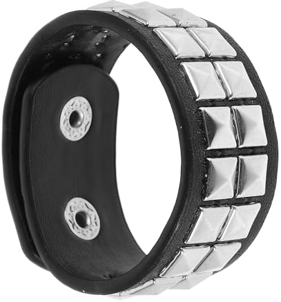 FOMIYES Punk Armreif aus Kunstleder mit Nieten, Verstellbar für Unisex | Vintage Design, Schwarze Manschette, Geeignet für Damen und Herren, Halloween Party Favorit