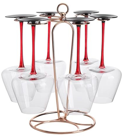 NJDQFA Weinglashalter zum Umhängen,Tisch-Weinglas Halter, Freihändiger Weinhalter für Weinfest, Hochzeit, Geburtstag, Party (hält 6 Weinglas)