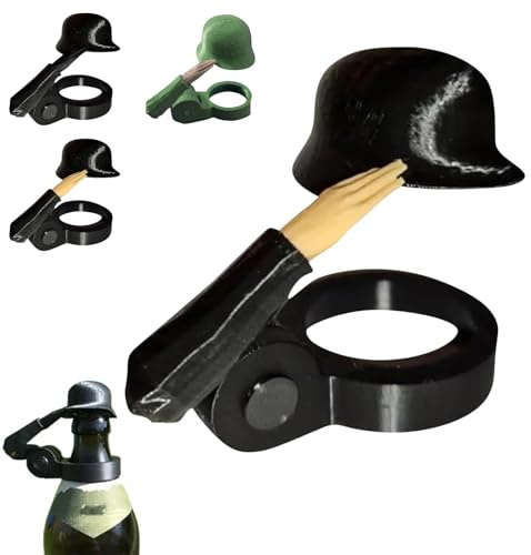 Bierflaschenhelm mit Soldatengruß,Soldat Salute Bier Flasche Helm Flaschenhelm,lustiger und einzigartiger Anti-Flaschenverschluss,Wiederverwendbarer Flaschenverschluss für Bier (C)