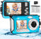 Appareil Photo Etanche 64MP avec Carte 64GB, Camera Etanche 4K avec Autofocus Et Double Écran Selfie, Appareil Photo Etanche Numérique 5 Mètres, Caméra Enfants Snorkeling (2 Batteries)